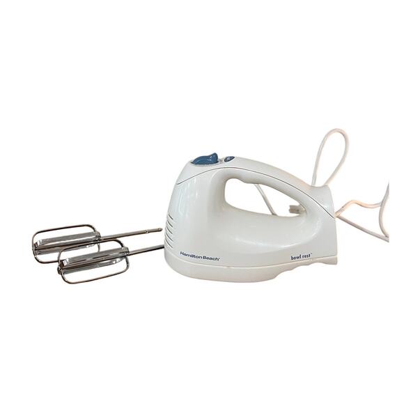 Hamilton Beach Bowl Rest Hand Mixer White 6-Speed Electric Beaters Tested - Picture 1 of 10